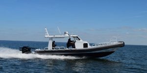Silver Ships Ambar Series AM 1200 side view of RHIB patrol boat