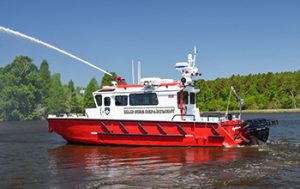 Silver Ships fire boat spraying water
