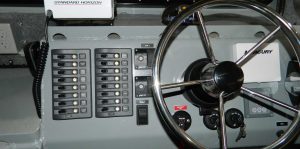 Silver Ships boat steering wheel and console