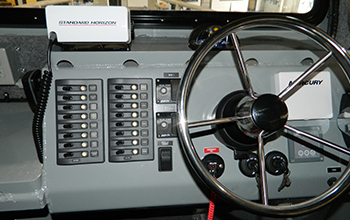 Silver Ships boat steering wheel and console