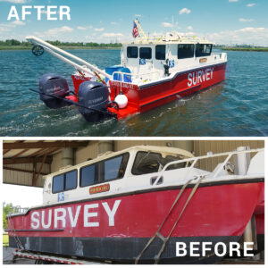 Silver Ships before and after refurbishment photo of survey boat