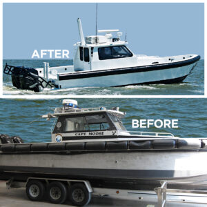 Silver Ships before and after refurbishment of police boat