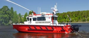 Islip Fire Department fire boat with spray